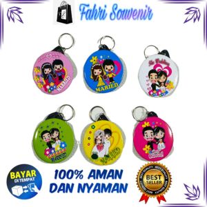 TERMURAH 100 PCS Souvenir Pernikahan Nikah Gantungan Kunci Wedding Pengantin Kaleng