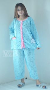 baju tidur wanita dewasa jumbo Set PP Kaos Full Kancing Bahan kaos busui dapat hadiah