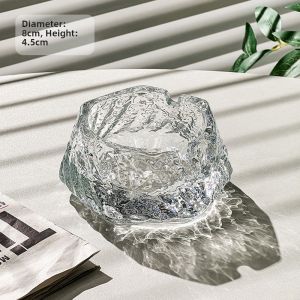 Luxurious Ice Pattern Ashtray Creative Home Use Living Room Anti-Dust High-End Glass Ashtray Fashionable Gift Item