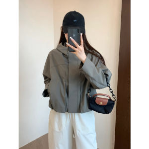 TheWow Home Light Outdoor Windproof Double Layer Breathable Casual Loose Fit Sporty Hooded Jacket Polyester Fiber Short Style