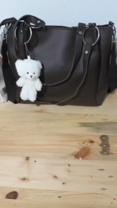 BJ63560 - BEIGE/BLACK/COFFEE - TAS BAHU SHOULDERBAG GANTUNGAN BONEKA TOTE WANITA FASHION IMPORT MODIS ELEGAN TERMURAH TERLARIS TERBARU TAS BATAM ZCJ3560