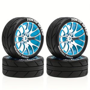 4pcs CNC Aluminium 64mm RC Rally Racing Wheel Hub Drift Tyre FW06 Tamiya TT01 TT02 XV01 1/10 RC Racing Wheel Upgrade Parts Wheel