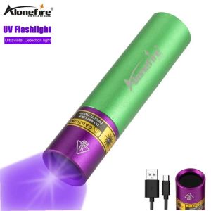 Alonefire | Alonefire SV15 Mini 365nm High Power UV Blacklight Flashlight USB Rechargeable Pet Stain Tinea Money Ore Scorpion Check Torch