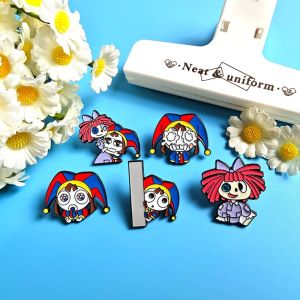 hot toys | 5pcs Cute Cartoon Anime Broochs Cartoon Magical Digital Circus Metal Badge Clown Cute Design Personalized Characters Metal Badge