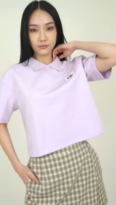 Forest x Mickey Heavy Weight (260gsm) Button Back Oversized Polo Tee Ladies Crop Top - FW820084