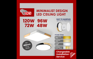 [Free LED Plate]DFS LED Ceiling Light 400MM 48W/72W/96W/120W Tri-tone Wood With Black/White Casing Modern Ceiling Nordic Bedroom Light