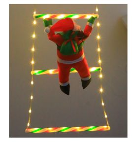 Santa Climbing Ladder LED Warm Fairy String Light Xmas Decor For Indoor Window Wall Christmas Tree Home Holiday Lighting