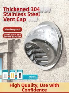 Stainless Steel Wind Cap Exterior Wall Vent Hood Kitchen Exhaust Smoke Pipe Rainproof Cover Bathroom Ventilation Grille 824