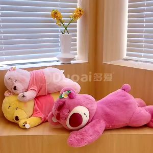 (Xưởng sỉ) Gấu Bông  gấu dâu Lotso Huggin Bear Lông Xù Cao Cấp Tai Dâu Dáng Nằm