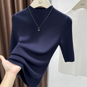 Fashionable High Neck Purple Soft T-shirt