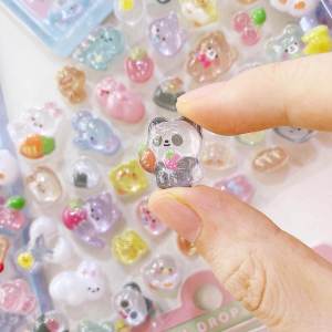 3D Relief Crystal Diamond Girl Cartoon Animal Gem Stickers Mobile Phone Case Decoration Faux Diamond Rhinestone Transfer Stickers