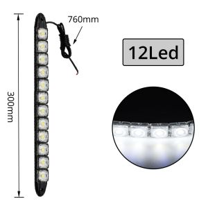 2X 12LED Tự Động DRL Đèn Xe Chạy Ban Ngày Ánh Sáng Chống Nước Ánh Sáng Ban Ngày Trắng Đậu Xe Ngược Tín Hiệu Sương Mù Đèn Pha Đa Năng 12V