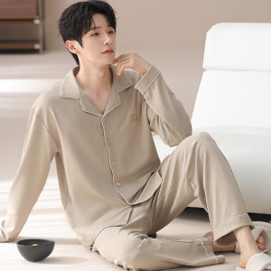 Áo ngủ nam MiiOW tay dài bằng cotton rộng rãi cỡ lớn