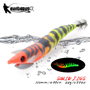 Hunthouse Squid Jigging Fishing Lure 110mm 22g Egi Pencil Sinking Hard Bait Luminous For Octopus Cuttlefish Fish Tackle LW115