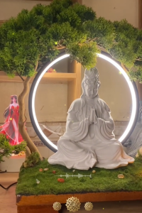 Tượng Phật Quan Âm cao 25cm Trang Trí Phật Pháp Thác khói trầm hươngTiểu cảnh.