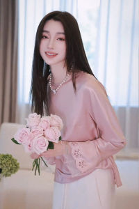 Elegant Pink Chinese Style Womens Base Shirt Inner Wear Fashionable Unique Beautiful Winter High End Feel Special Design