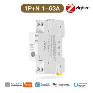 MOES | Cầu Dao Thông Minh MOES Tuya Zigbee 63A Với Điều Khiển Bằng Ứng Dụng Alexa Chống Cháy Chống Tĩnh Điện Giám Sát Điện Năng Thiết Lập Ngưỡng Báo Động V0