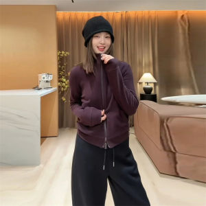 Áo Nỉ Cổ Đứng Thời Trang Màu Trơn Cho Nữ Mùa Đông Thiết Kế Khóa Kéo Đôi Đa Năng Thon Gọn Áo Nỉ Thường Ngày