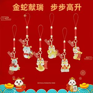 ZEEMIN  Cartoon Guochao Small Golden Snake Pendant Creative Year of the Snake Keychain Zodiac Mascot Bag Pendant New Years Small Gift