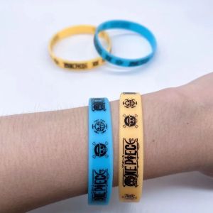 One Piece Cartoon Silicone Bracelet Luffy Glow-in-the-dark Bracelet Sports Wristbands Anime Merchandise Decoration Children Gift