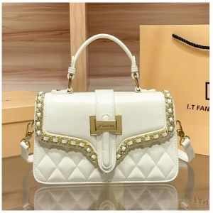 Túi Xách Nữ Thời Trang Chất Liệu Dây Xích Cao Cấp Kiểu Đeo Chéo Họa Tiết Lưới Kim Cương Dáng Vuông Nhỏ Có Khóa Kéo & Khóa Cài Kiểu Dáng Túi Đeo Chéo Thời Trang