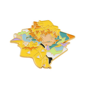 Bandai | Anime Tanjiro and Inosuke enamel pins colorful gold-rimmed pin set perfect collectible gift for birthdays and Christmas
