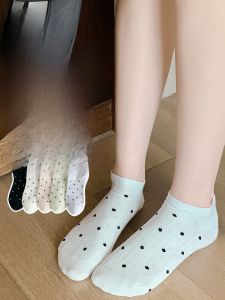 miiow | Cat Woman Polka Dot Boat Socks Women Summer Thin Anti Slip No Slip Breathable Short Cotton Socks Ladies 2025 New Style