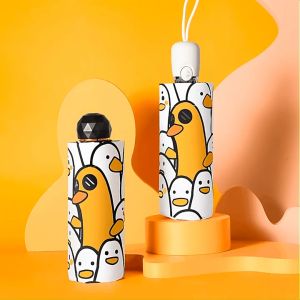 Cool Duck Womens Umbrella 5-Fold Automatic Waterproof Impact Cloth UPF 50+ Sun & UV Protection Animal Print Small Portable