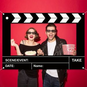 Movie Clapperboard Photo Booth Prop Film Frame Background Banner Hollywood Theme Party Movie Night Birthday Cinema Decoration