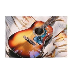 VIKAMA Đàn Guitar Acoustic Âm Nhạc Nghệ Thuật Tấm Thảm Chống Thấm Nước Chống Bụi Bẩn Polyester Trang Trí Tường Cho Phòng Ngủ Phòng Khách Phòng Thể Thao Điện Tử