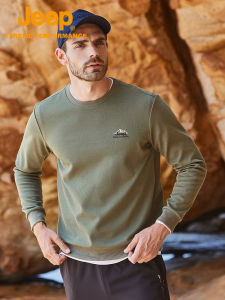 Jeep | Jeep Mens Fleece Lined Round Neck Sweatshirt Long Sleeve Autumn Fashion Outdoor Sports T-Shirt Warm Comfortable Winter Ready
