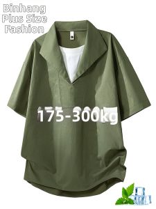 BINHANG | American Casual Short Sleeve T-Shirt Slim-fit Fake Double Layer Loose Design