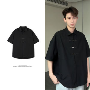 Mr. WH New Chinese Style Ice Silk Short Sleeve Shirt Mens Summer Design Airplane Buckle Sunscreen Shirt Premium Tang Costume