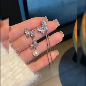 good 999 Fashion Sweet Butterfly Pearl Zircon Irregular Earrings ES69146