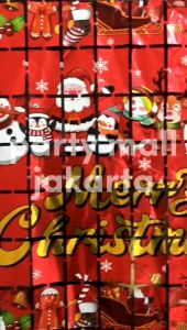 Tirai rumbai Natal Merry Christmas Backdrop Dekorasi Natal motif kotak uk 2m x 1m