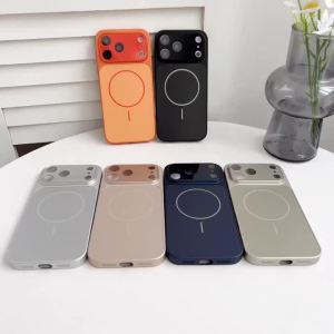 For Magsafe Magnetic Wireless Charging Transparent Tempered Glass Matte PC Phone Case For iPhone 17 Pro Max/17/17 Pro/Air Cover