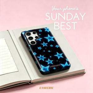 Potdemiel | Neon Blue Heart Starry Sky For Samsung Galaxy S26 S25 S24 A56 A36 Dual Layer Luxury Full Lens Protective phone Cover CaseChic
