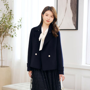 Koradior | Elegant Commute Big Collar Short Wool Blend Coat