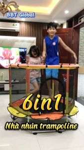 Bạt nhún nhảy Trampoline kết hợp nhà bóng đu xà đơn bóng rổ BBT Global KT213-140