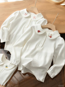 Pure Cotton Long Sleeve Overhead T-Shirt for Children Spring Autumn Style Kids Clothing Small Medium Children Fleece Finish Base Shirt