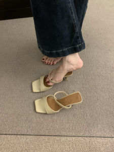 Summer High Heels Womens Outdoor Wear Square Head Slip-On Sandals Fairy Style with Skirt Thick Heel Elegant Feeling