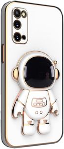 Compatible with Galaxy Note 20 Ultra Case Cute Plating 3D Astronaut Hidden Kickstand Holder Case Soft TPU Bumper Electroplating Shockproof Protective Cover Phone Case for Samsung Galaxy Note 20