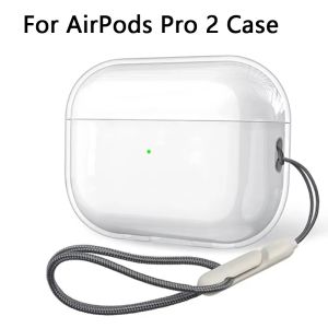 Transparent Soft TPU Earphones Case Shockproof Headphone Protective Case With Lanyard Strap For Air Pods Pro 2 Protective Shell
