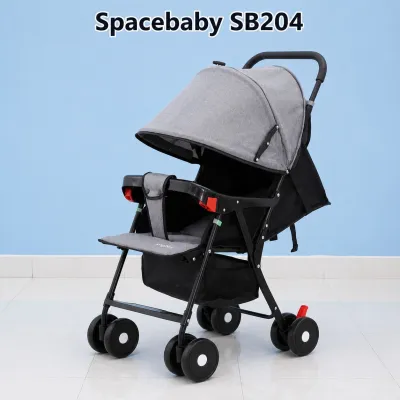 Stroller Bayi Spacebaby SB-204 Bisa Rebahan Dengan Sabuk Pengaman Roda 2 Arah