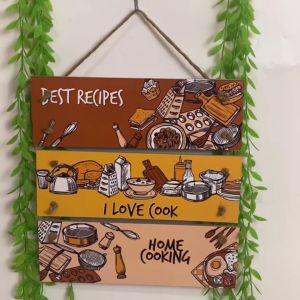 Runabee Hiasan Dinding Gantung Dapur Home Cooking 3 Susun Wall Decor Pajangan Kayu Rumah