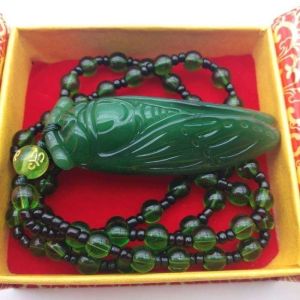 1 Pcs Cicada Shape Imitation Jade Pendant Necklace Stone Buddha For Women Men New