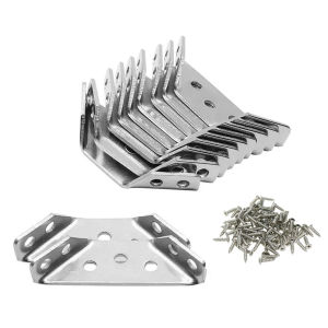 10/20ชิ้นอุปกรณ์จัดฟันที่มุมสแตนเลสเหล็กฉากยึดมุมรูปสี่เหลี่ยมคางหมูรหัสชั้นรองรับตัวยึดพร้อมสกรู