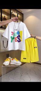 Beiyimeng 2024 Summer New Fashion Short sleeved summer clothing Two piece set of printed shorts Street Sports Fashion New Style for Boys Street Sports Fashion