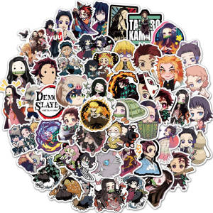 Bandai | 50/100PCS Demon Slayer Anime Stickers Waterproof Graffiti Decals for Luggage Skateboard Laptop Water Bottle DIY Decor