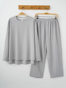 Pure Cotton Couple Sleepwear Set Long Sleeves High Aesthetic Value Simplistic Korean Style Home Clothes Large Size
